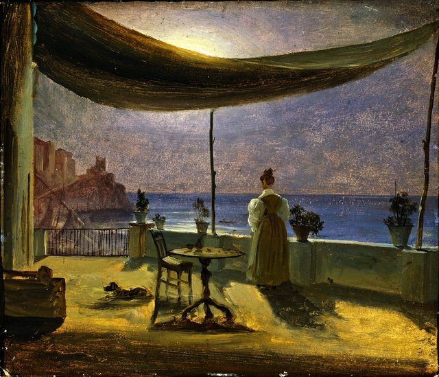 A Terrace in Amalfi in Moonlight by Thomas Fearnley
