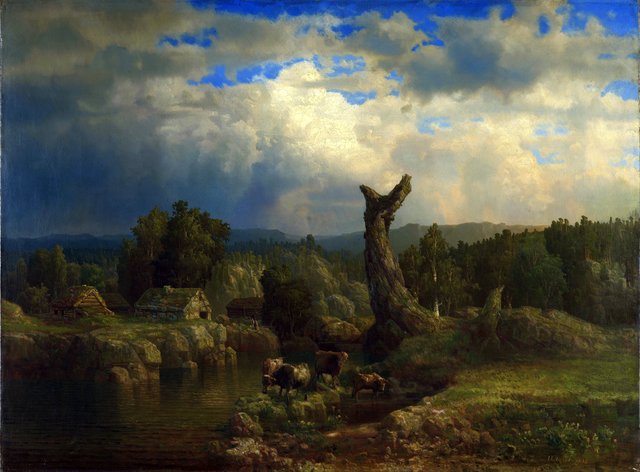 Summer Landscape, Thunder looms by Lars Hertervig