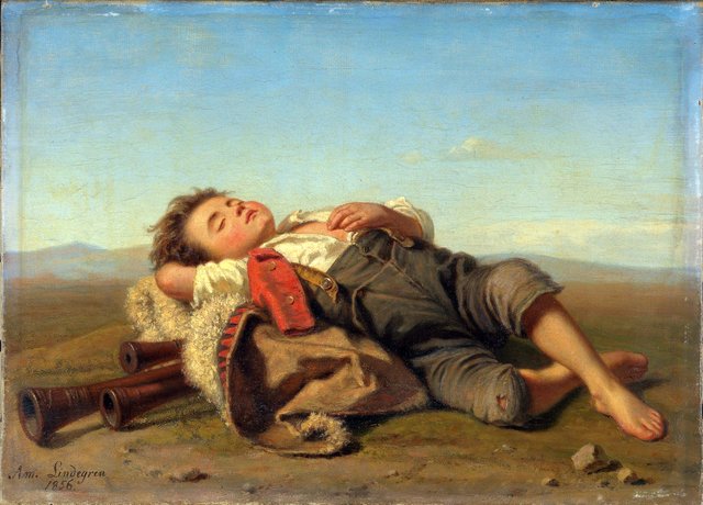 The sleeping shepherd boy by Amalia Lindegren