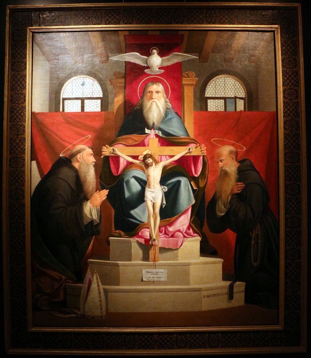 Throne of Mercy with Augustine and Giorgio da Cremona by Andrea Previtali