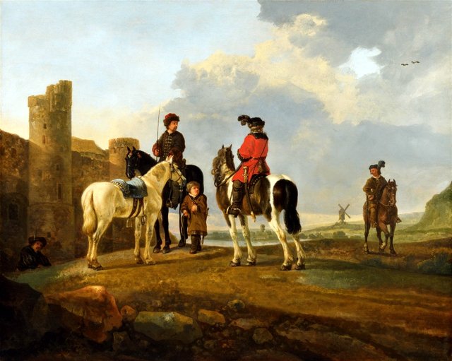 Riders at Rest by Burg Ubbergen by Abraham van Calraet