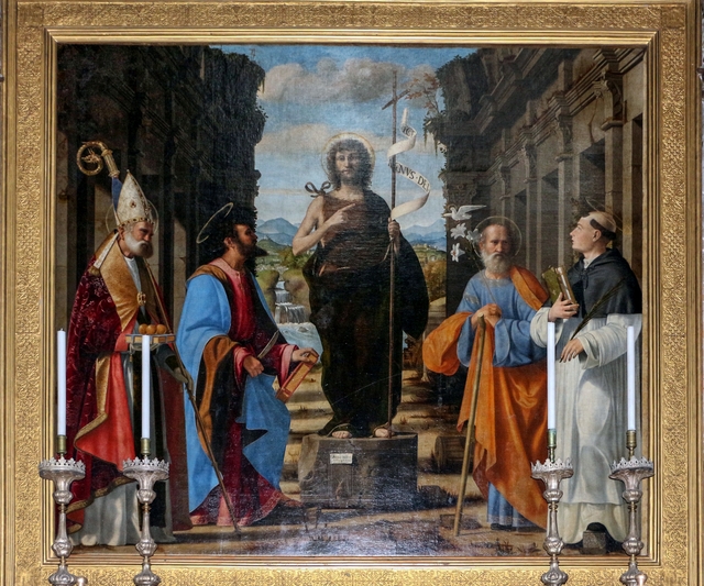 Saint John the Baptist Among Other Saints by Andrea Previtali