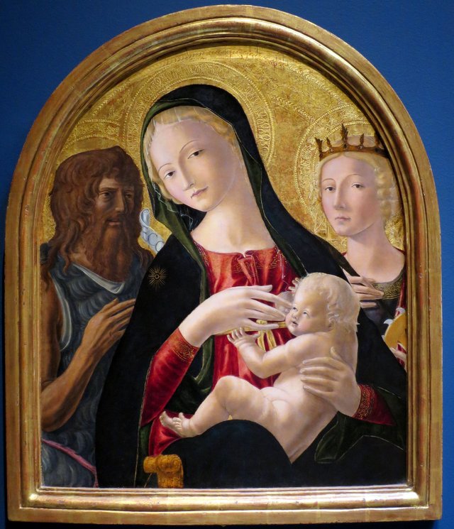 Madonna col Bambino tra san Giovanni Battista e santa Caterina d'Alessandria by Neroccio di Bartolomeo de' Landi