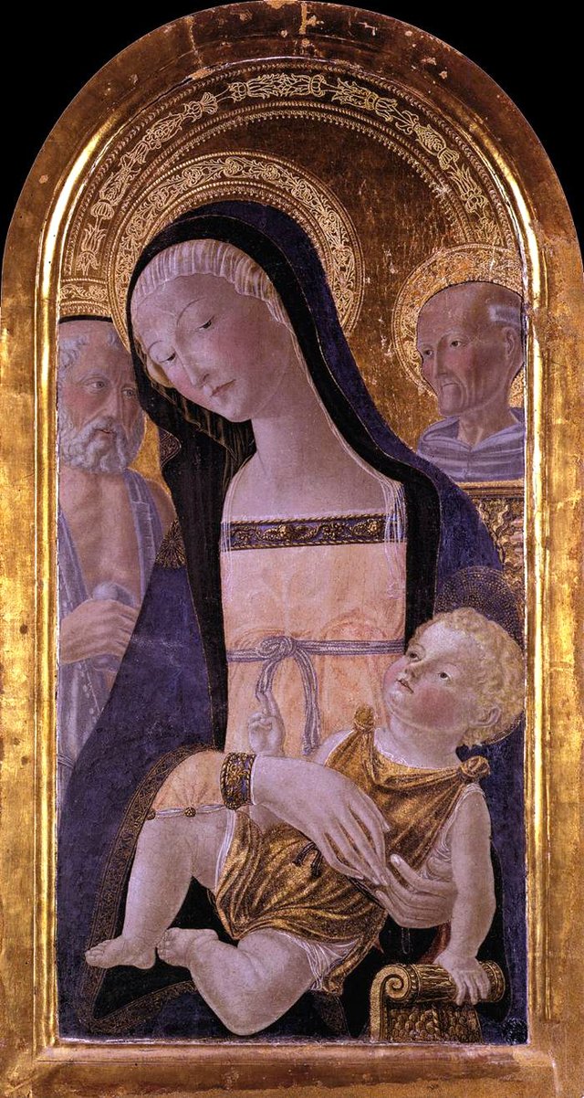 Madonna col Bambino tra san Girolamo e san Bernardino by Neroccio di Bartolomeo de' Landi