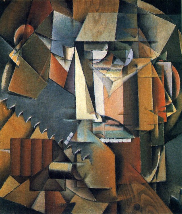 Non-Objective Composition (Self-portrait with saw) by Ivan Kliun