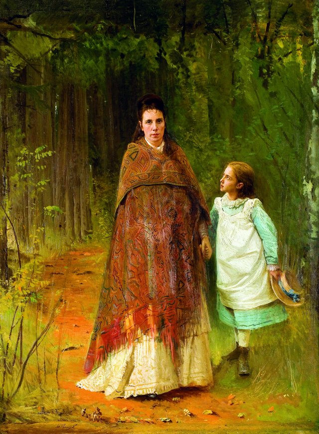 Portrait of S.N. Kramskaya, the Artist's Wife and S.I. Kramskaya, Daughter of the Artist by Ivan Kramskoi
