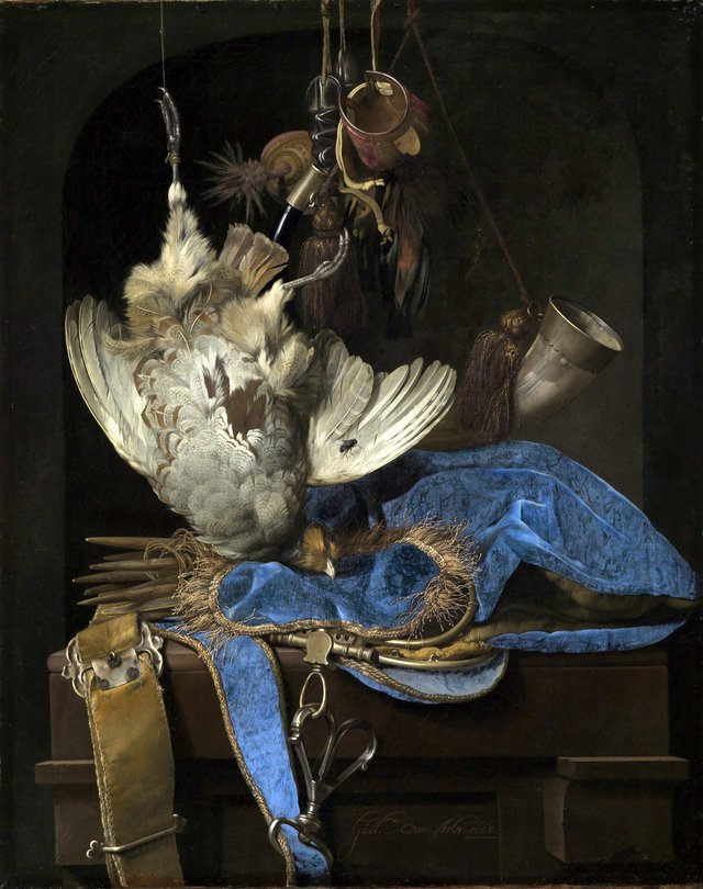 Still-Life with Hunting Equipment and Dead Birds by Willem van Aelst