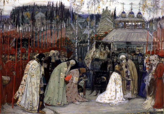 Blessing of Sergius of Radonezh and Dmitry Donskoy at the Battle of Kulikovo by Mikhail Nesterov