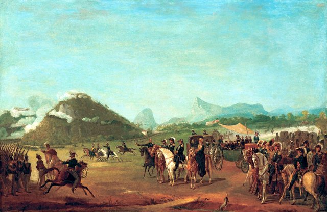 Revista das tropas destinadas a Montevidéu, na Praia Grande by Jean-Baptiste Debret
