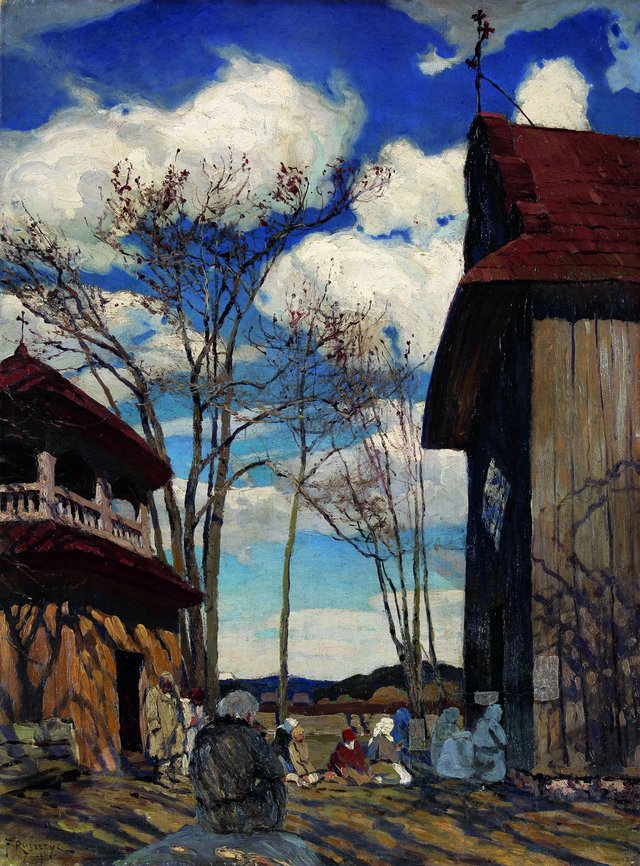 Près de l'église by Ferdynand Ruszczyc