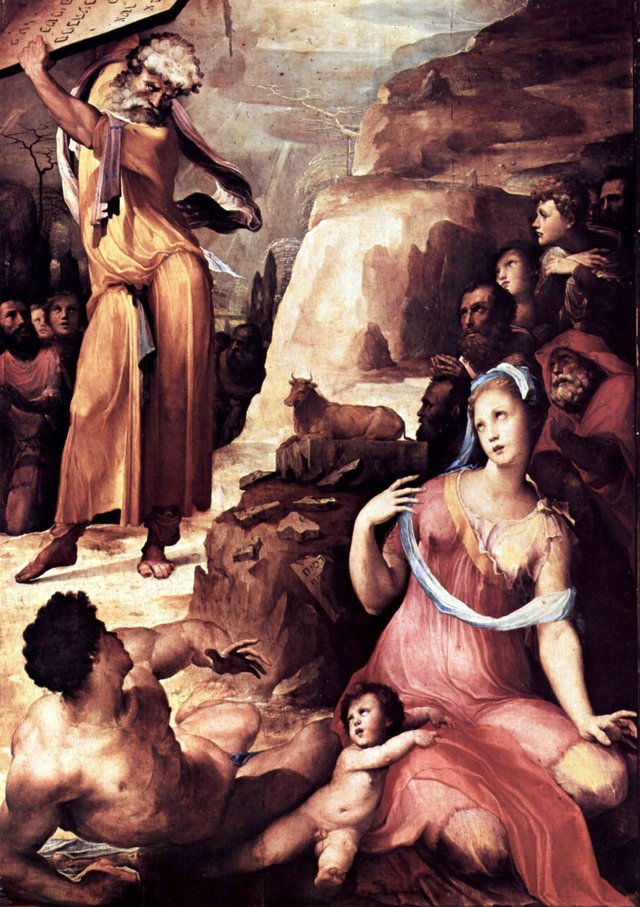 Moses receives the Ten Commandments by Domenico Beccafumi