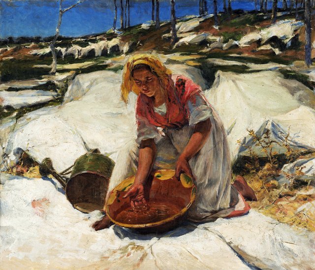 Bleaching the clothes by José Malhoa