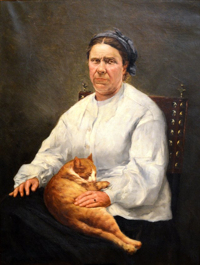 Woman with Cat by José Malhoa