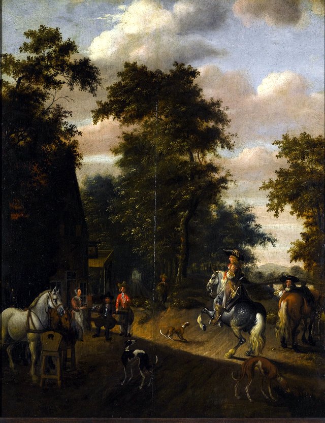 rest of horsemen at an inn by Pieter van Asch