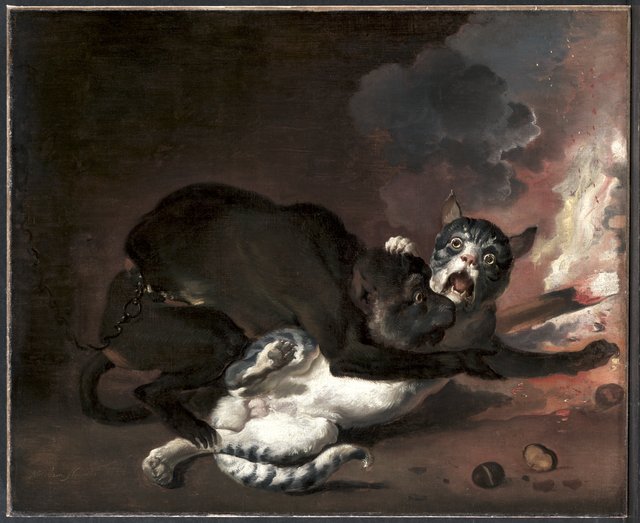 The Monkey and the Cat by Abraham Hondius