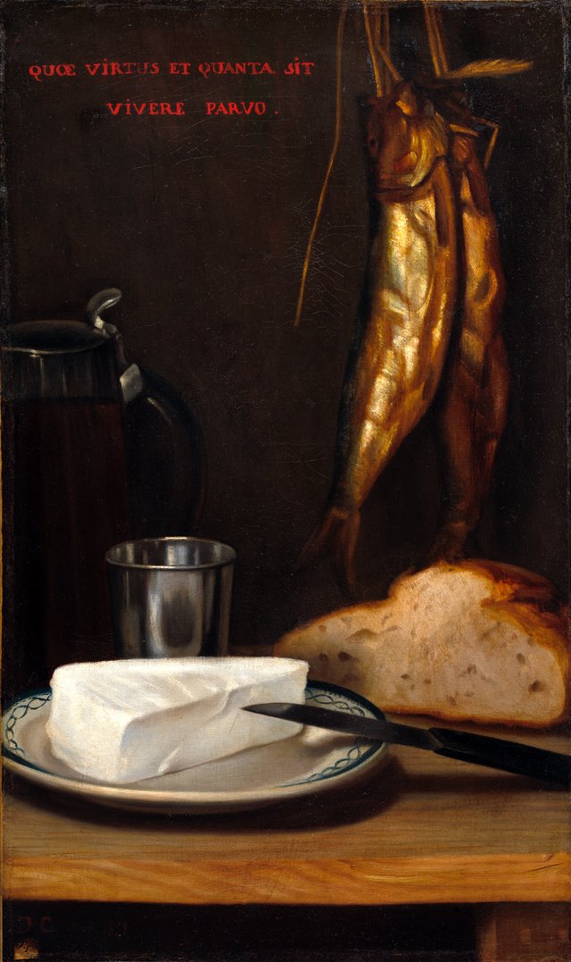 Still Life with Herring, Bread, and Cheese by Alexandre-Gabriel Decamps
