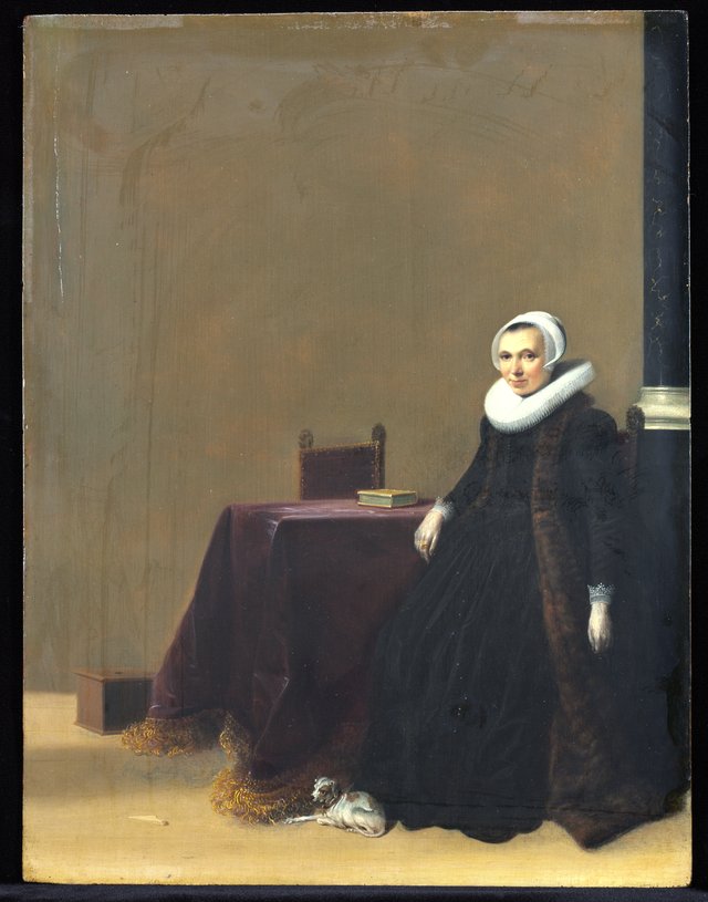 Portrait of a Woman with a Dog by Hendrik Gerritsz Pot
