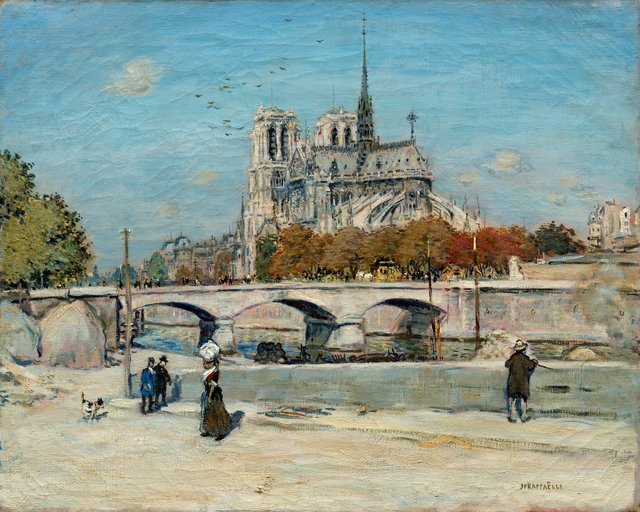 Notre Dame Seen from the Quai de la Tournelle by Jean-François Raffaëlli