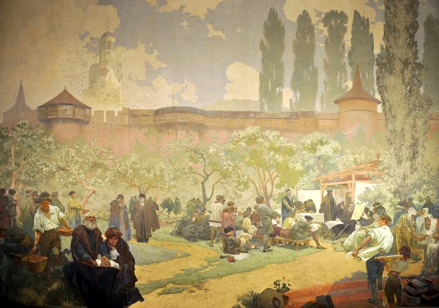 The Printing of the Bible of Kralice in Ivančice by Alphonse Mucha
