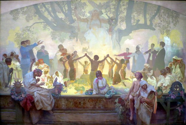 The Oath of Omladina Under the Slavic Linden Tree by Alphonse Mucha