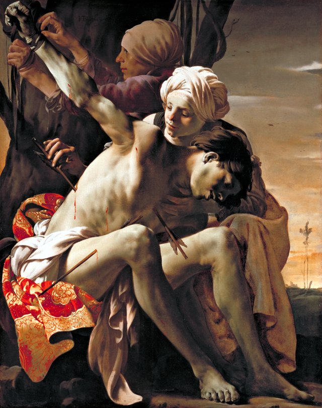 Saint Sebastian Tended by Irene by Hendrick ter Brugghen