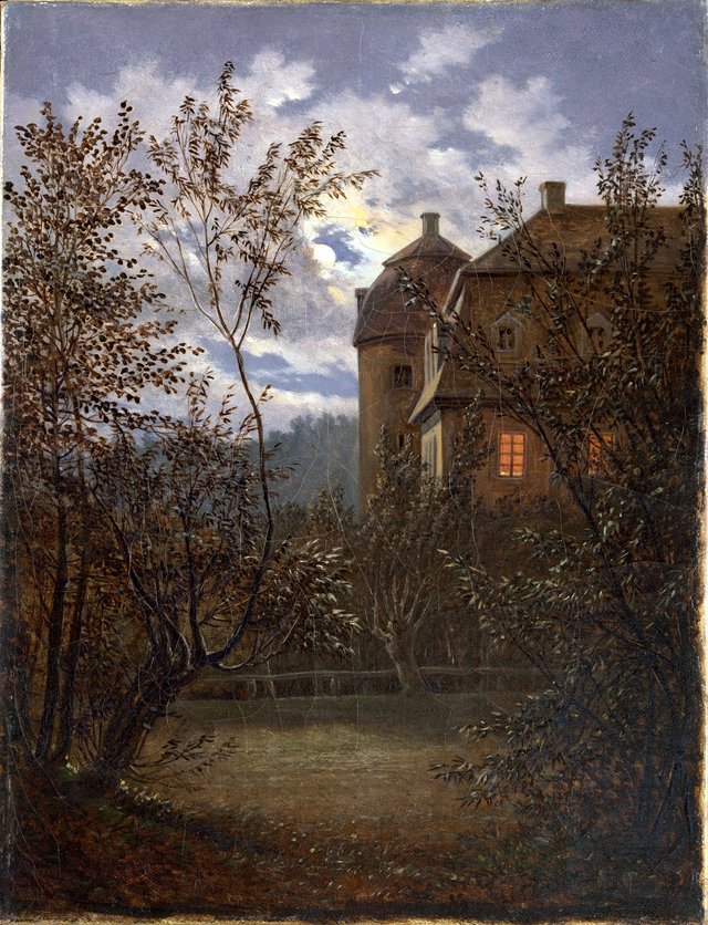 Schloss Milkel in Moonlight by Carl Gustav Carus