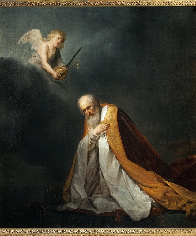 The repentent David chooses between the three proposed punishments: an avenging angel brings three days of plague (1 Chronicles 21:9ff & 2 Samuel 24:13) by Pieter de Grebber