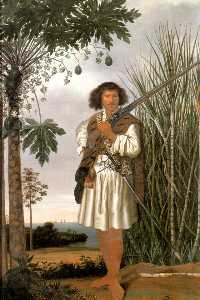 Portrait of a mulatto man with rifle and sword by Albert Eckhout