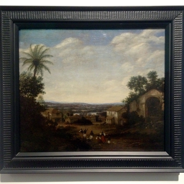 Village with church in ruins by Frans Post