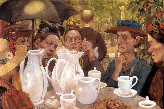 Here families can cook coffee by Hans Baluschek