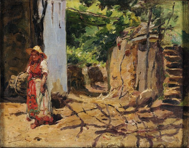 Paisagem com camponesa by José Malhoa