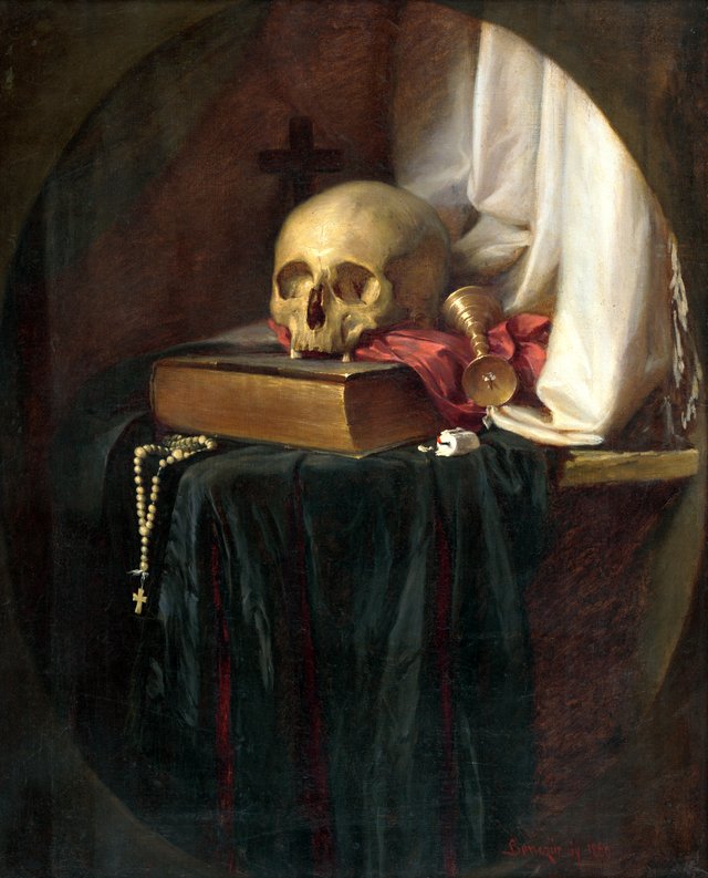 Zátišie s lebkou a knihou - O 114 - East Slovak Gallery by Gyula Benczúr