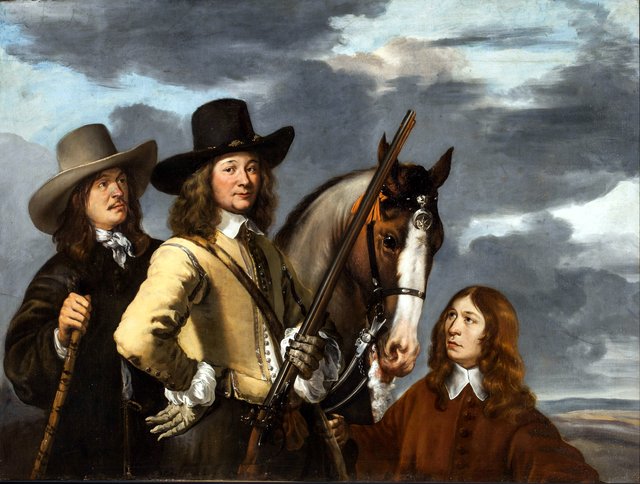 Portrait of Willem Everwijn with his Horse and Two Huntsmen by Ludolf de Jongh
