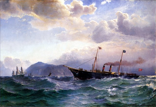 The Steamship Christiania at Kullen. by Carl Frederik Sørensen