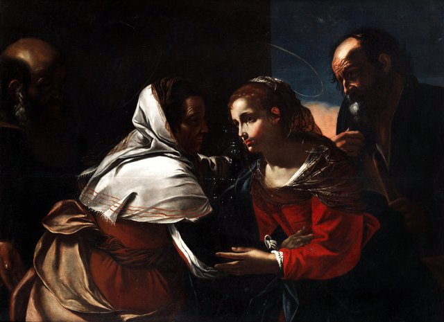 Mattia Preti und Gregorio Preti Maria und Josef zu Besuch bei Elisabeth und Zacharias by Mattia Preti