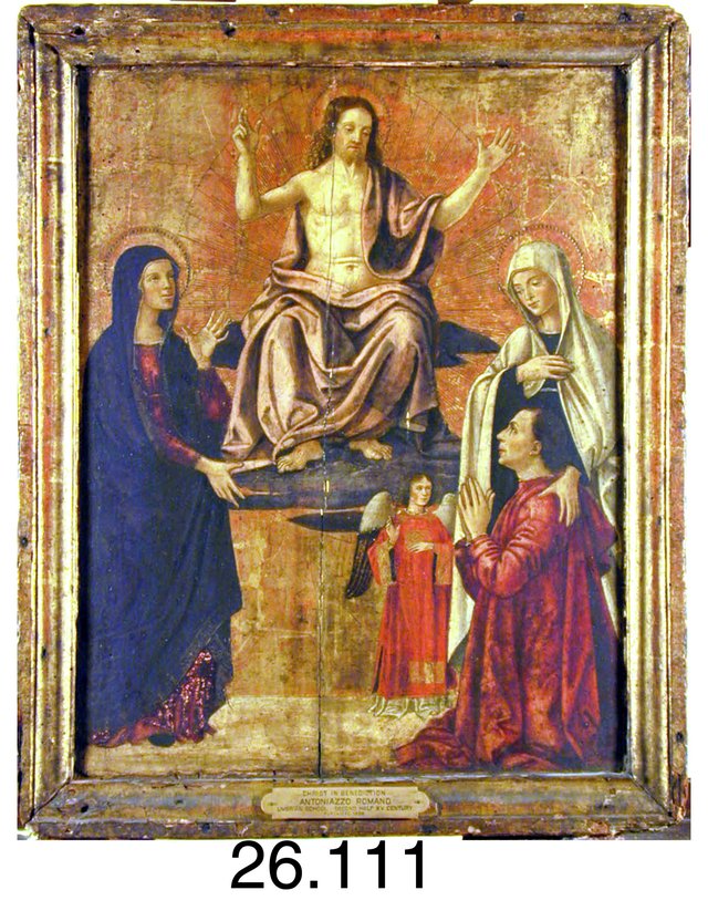 Christ Enthroned, the Virgin, Saint Francesca Romana, an Angel and Donor by Antoniazzo Romano