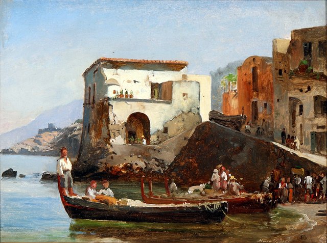 Coastal view from Massa, Italy. by Carl Frederik Sørensen