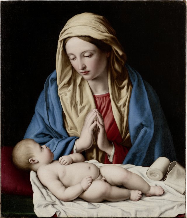 Mary worshiping the Child by Giovanni Battista Salvi da Sassoferrato