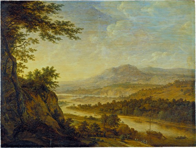 River Landscape with Rise of Cliffs by Herman Saftleven
