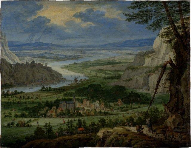 River Landscape with Travelers by Peeter Gijsels