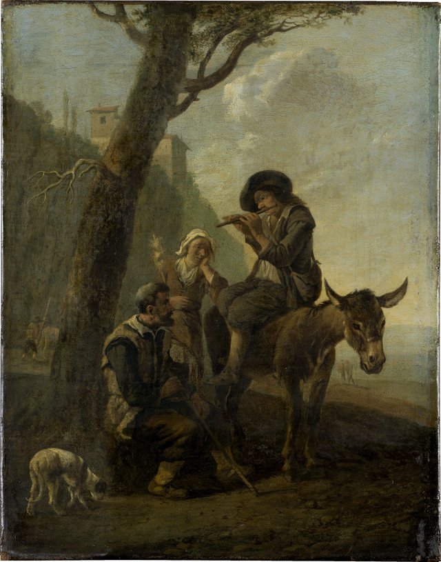 Roman Shepherd Family Resting Beneath a Tree by Johannes Lingelbach