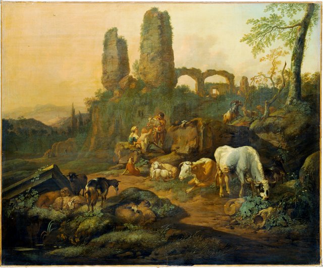Shepherd Family Resting near an Ancient Ruin by Johann Heinrich Roos