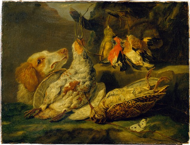 Still Life with Hunting Dog and Dead Fowl by Jan Fyt