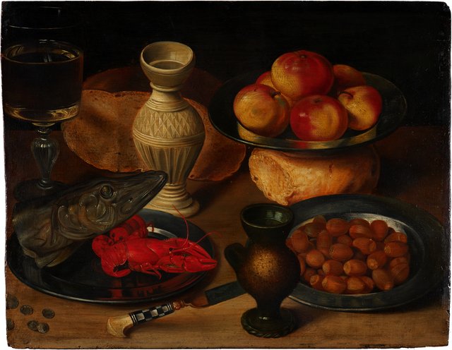 Still Life with Pike’s Head and Hazelnuts by Georg Flegel