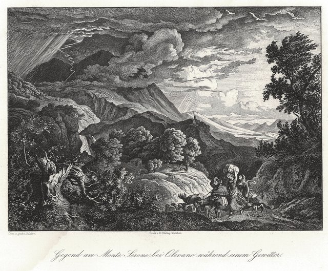 Thunderstorm over Mount Serano near Olevano in the Sabine Mountains by Ludwig Richter