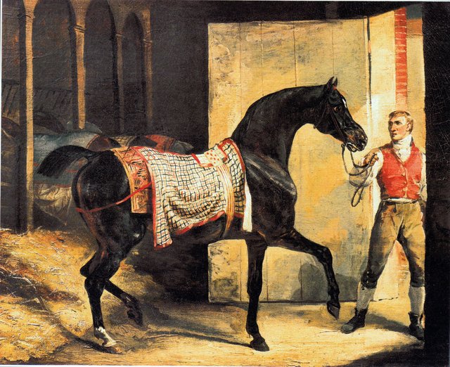 The horse is out of the stable by Horace Vernet