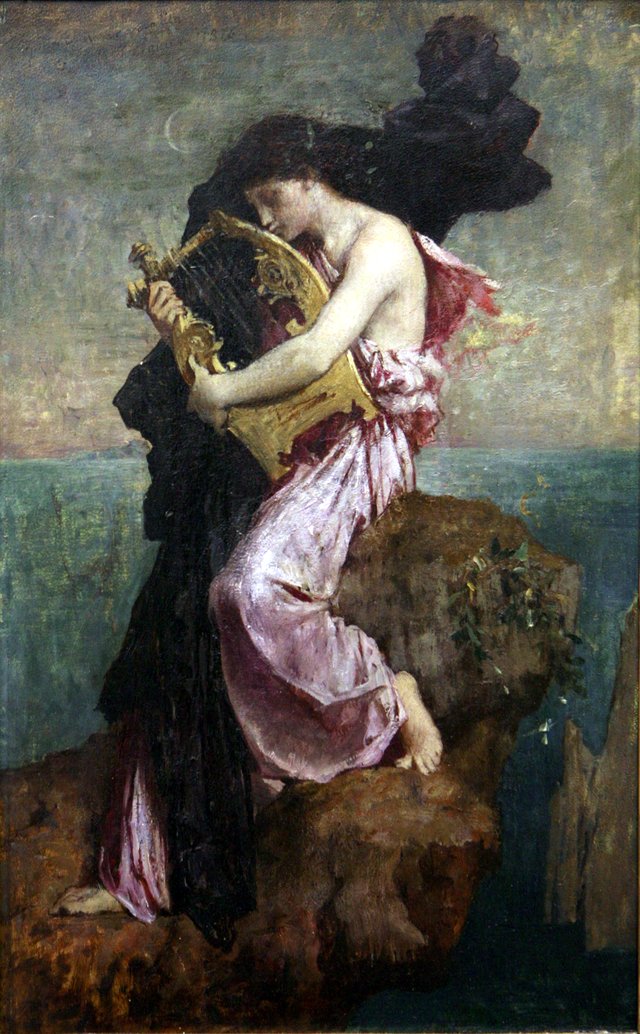 Jules-Élie Delaunay - Sapho embrassant sa lyre by Jules-Élie Delaunay