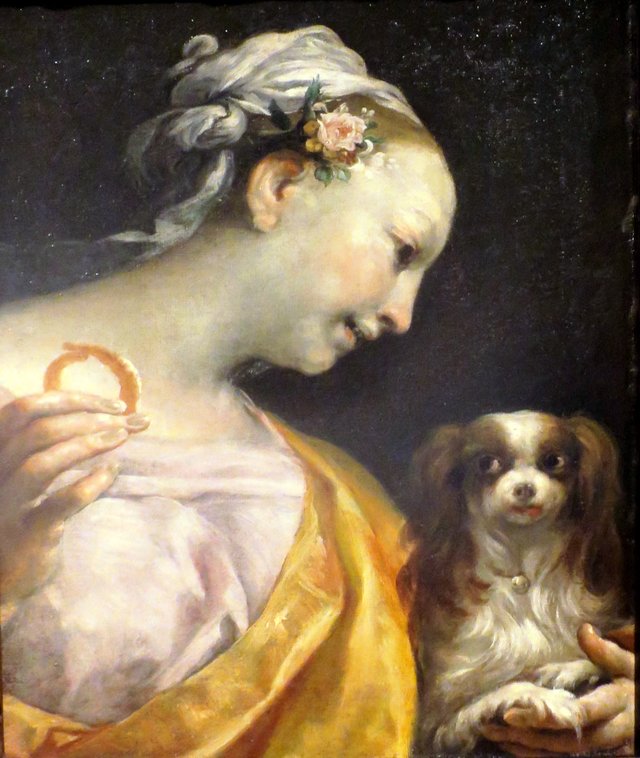 A Lady with a Dog by Giuseppe Maria Crespi