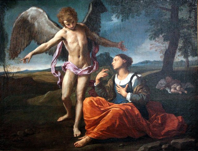 Hagar and the angel by Simone Cantarini