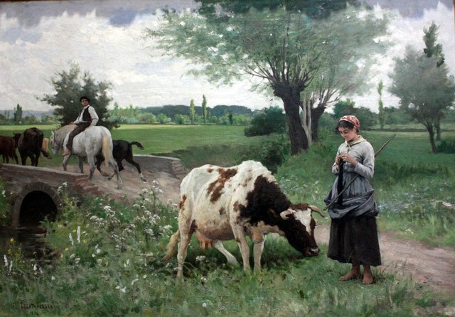 La Vache bien gardée by Édouard Debat-Ponsan